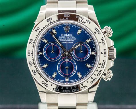 rolex daytona white gold blue face for sale|daytona white gold oysterflex 2023.